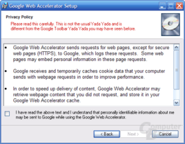 Google Web Accelerator Privacy Policy bei der Installation Google Web Accelerator Privacy Policy bei der Installation