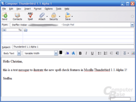Thunderbird 1.1 Alpha - Rechtschreibprüfung