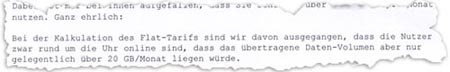 Auszug aus dem Brief von 1&1