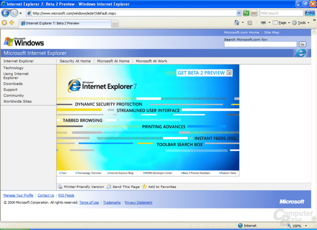 Internet Explorer 7 Beta 2 Preview