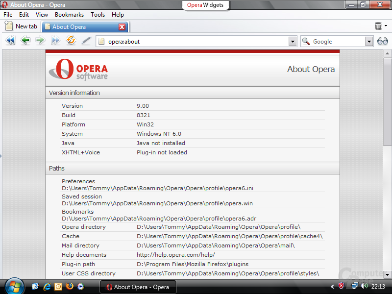 Opera 9.0 Build 8321