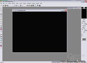 Paintshop mit dem geöffneten Hauptbootlogo