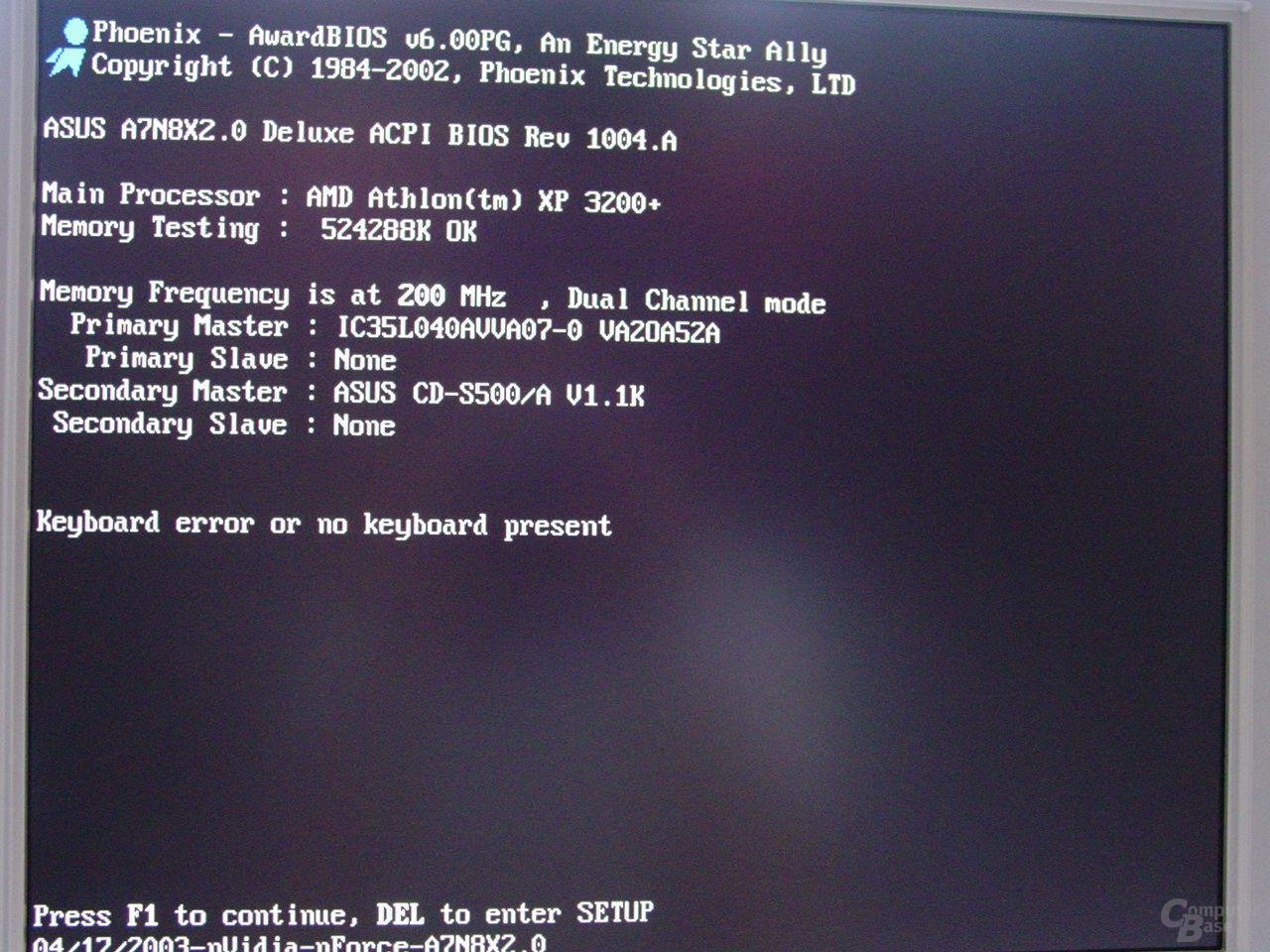 Athlon XP 3200+ beim Systemstart
