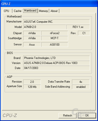 A7N8X 2.0 mit C1 Revision des nForce 2 Chipsatzes