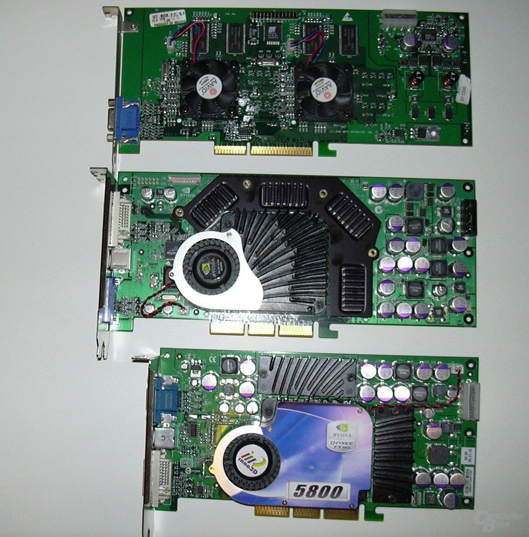 nV GFFX5900u Karte Größenvergleich vs. FX5800 vs. V5 5500