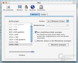 Systemeinstellungen - Monitorsettings