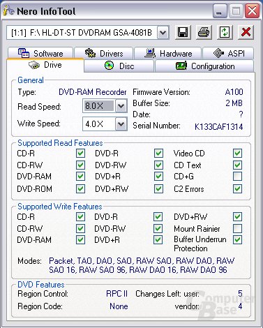Nero Info Tool LG GSA-4081