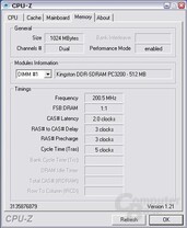 CPU-z erkennt die Module bei DDR400