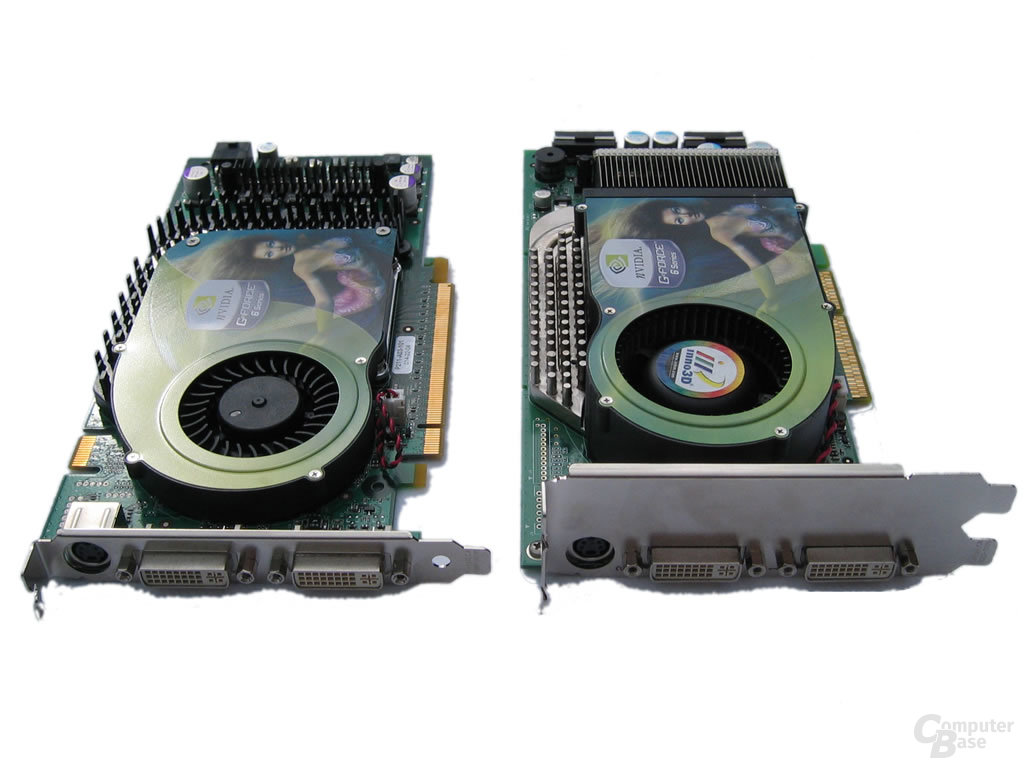 GeForce 6800 Ultra (AGP) rechts - links GeForce 6800 GT (PEG)