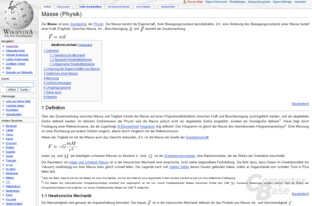 Inhaltsvergleich ("Masse"): Wikipedia