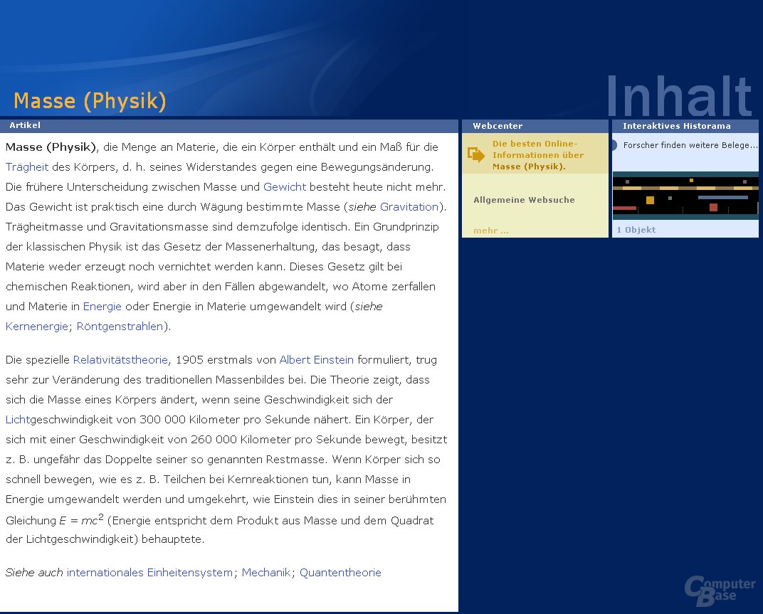 Inhaltsvergleich ("Masse"): Encarta