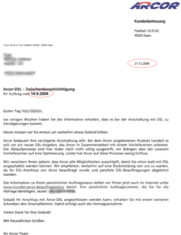 Mittelung von Arcor