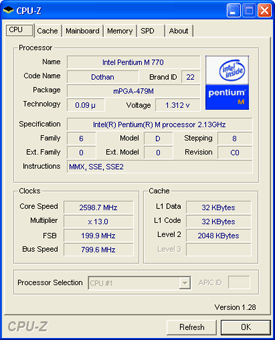 Pentium M bei 2,6 GHz