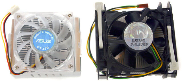 Asus Pentium M Kühler vs. Intel Pentium 4 Boxed Kühler Asus Pentium M Kühler vs. Intel Pentium 4 Boxed Kühler