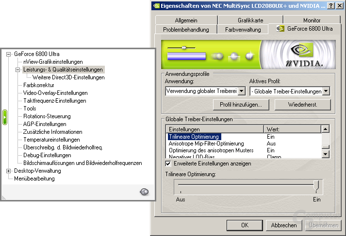 AF-Optimierungen bei Standardeinstellung (Qualität)
