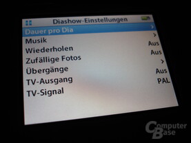 iPod video - Diashoweinstellungen iPod video - Diashoweinstellungen