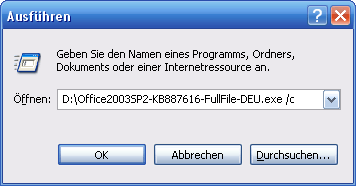Service Pack entpacken