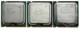 v.l.n.r: Pentium XE 840, Pentium XE 955, Pentium XE 965