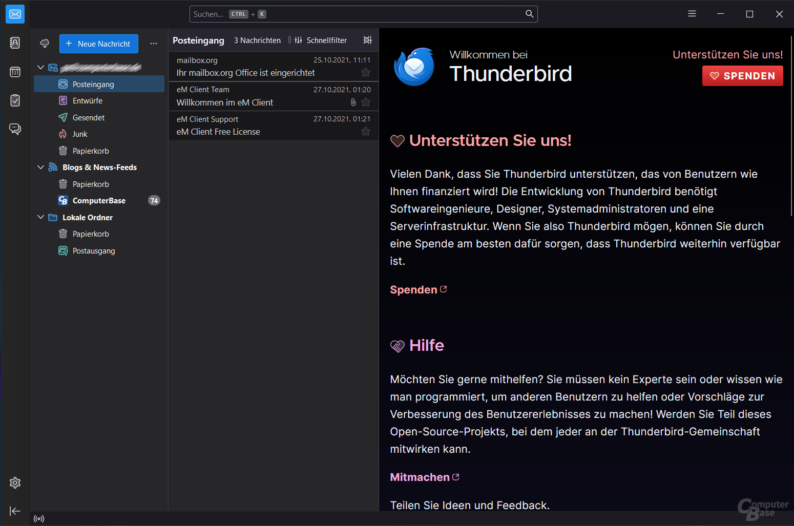 Mozilla Thunderbird – Optionen