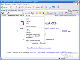 Yahoo! Toolbar für Internet Explorer – Suchoptionen