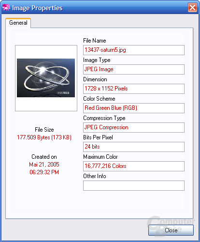 Fresh View – Image Properties