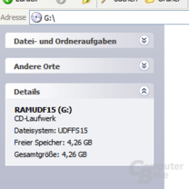 auf UDF 1.5 formatierte DVD-RAM erkannt