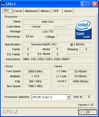 Core 2 Duo E6700 (Conroe) - CPU-Z