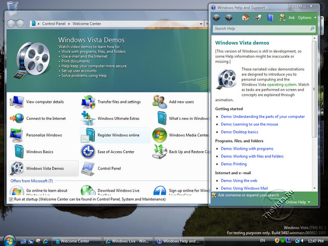 Windows Vista Build 5492 - Quelle: TheVista.ru