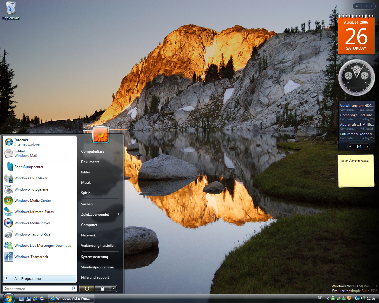 Windows Vista Build 5536 - Startmenü
