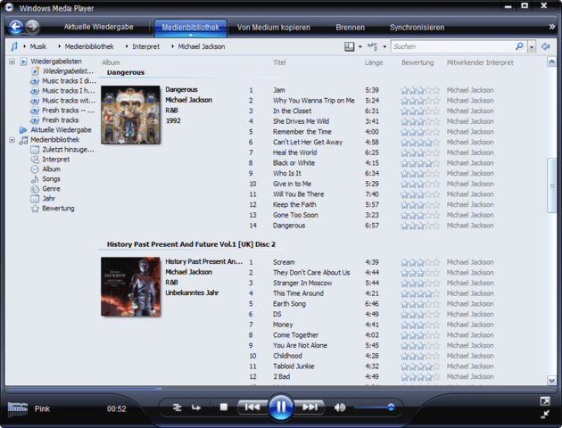 Windows Media Player 11 Beta mit übersichtlicher Darstellung
