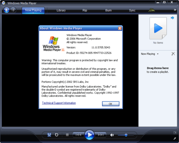 Windows Media Player 11 Beta 2 - Buildnummer