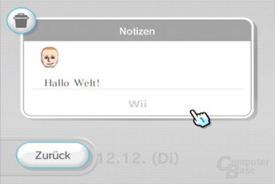 Wii-Pinnwand: Notizen lesen