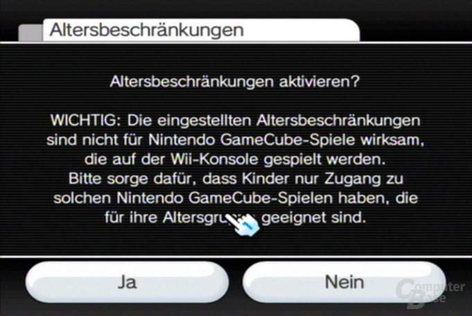 Einstellungen: Kindersicherung