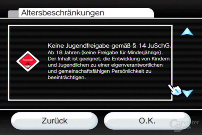 Einstellungen: Altersbegrenzung durch USK-Rating