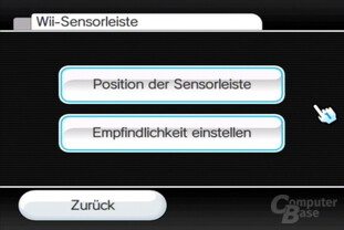 Einstellungen: Sensorleiste