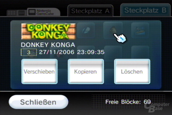 Datenverwaltung: GCN-Spielstand kopieren, verschieben oder löschen