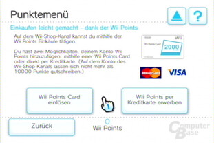 Shop-Kanal: Punktemenü