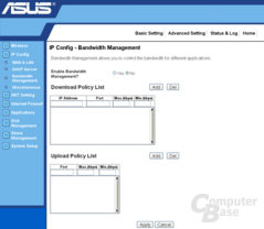 Bandwidth Management Konfiguration