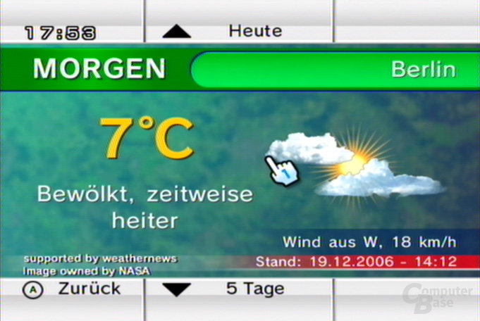 Wetterkanal: Globus, örtliche Wetterdaten