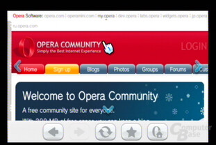 Internet-Kanal Testversion: Opera-Homepage