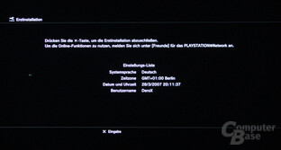 PlayStation 3: Inbetriebnahme