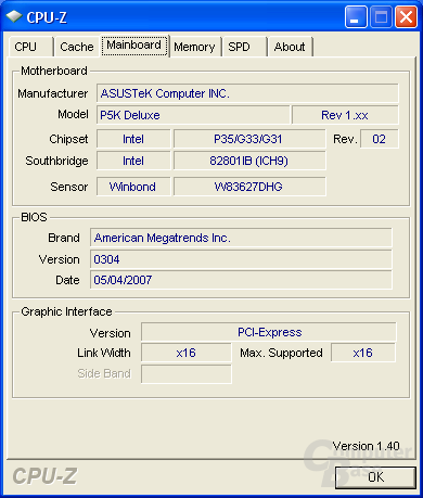 Asus P5K Deluxe CPU-Z MB