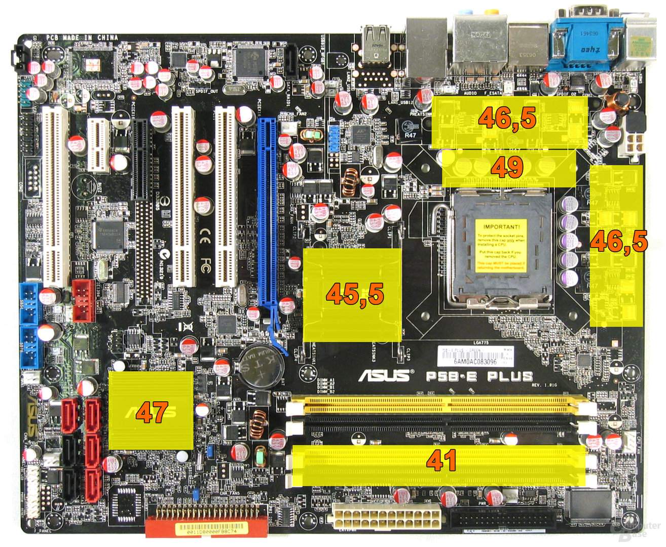Asus P5B-E Plus - DDR2-800 - Wärmebild Idle