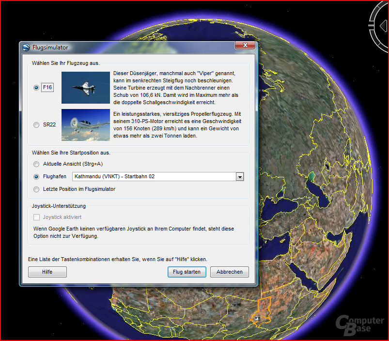 Google Flugsimulator