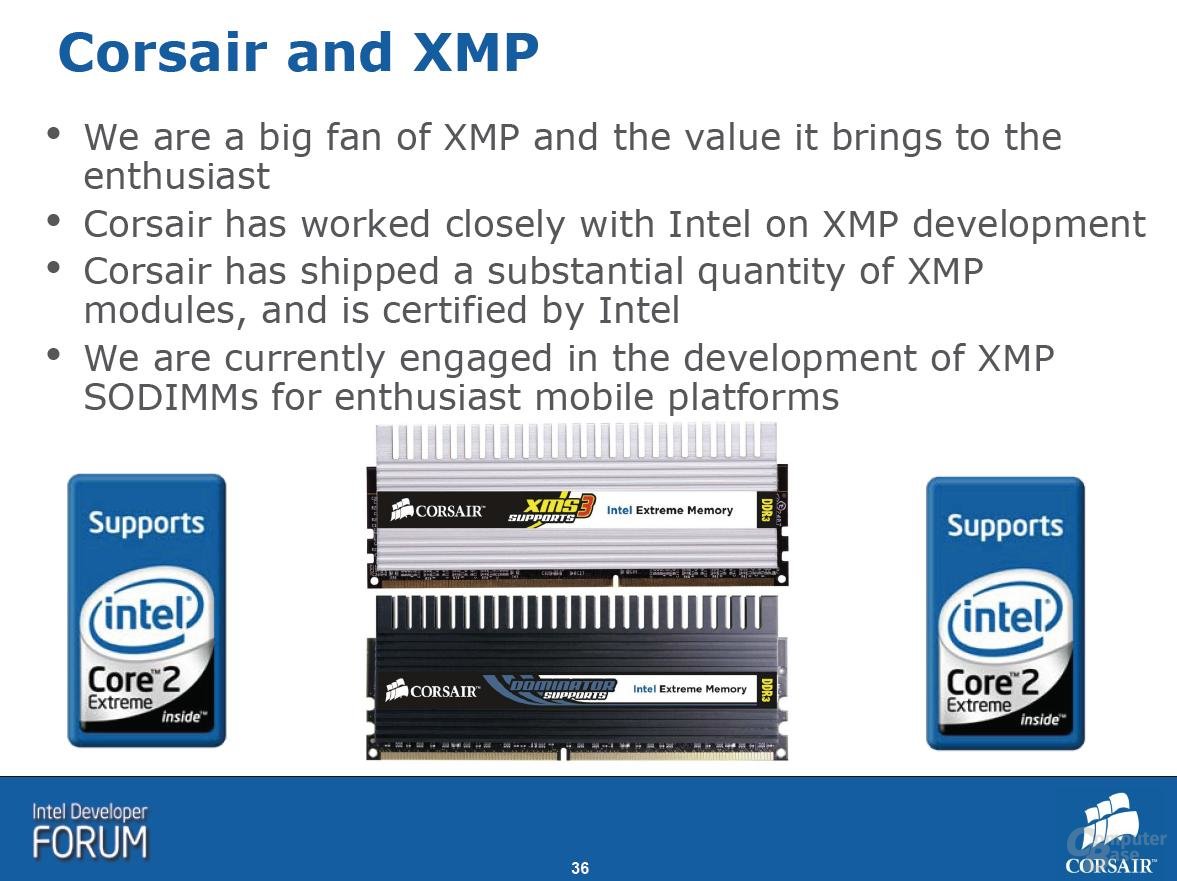 Intel X38 – Corsair unterstützt XMP