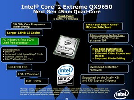 Intel Core 2 Extreme QX9650 die offiziellen Eckdaten