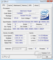 Intel Core 2 Extreme QX9650 – CPU-Z