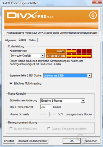 DivX 6.7 mit SSE4
