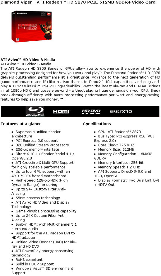 Diamond Viper Radeon HD 3870