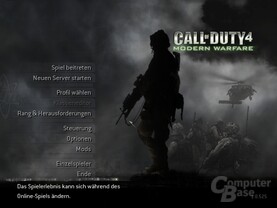 CoD 4 – Multiplayer-Startscreen